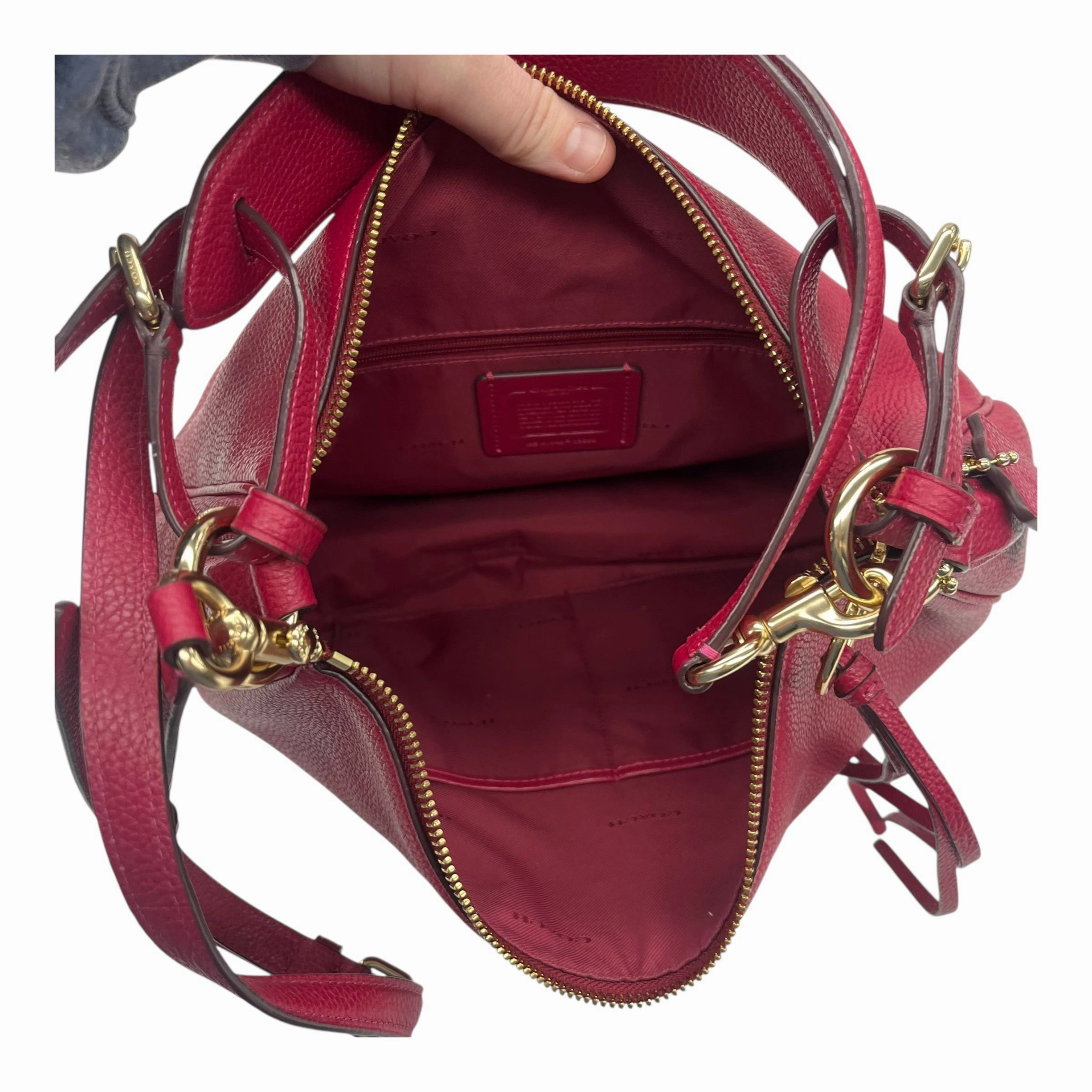 Handbag Designer By Coach In Red, Size:Medium