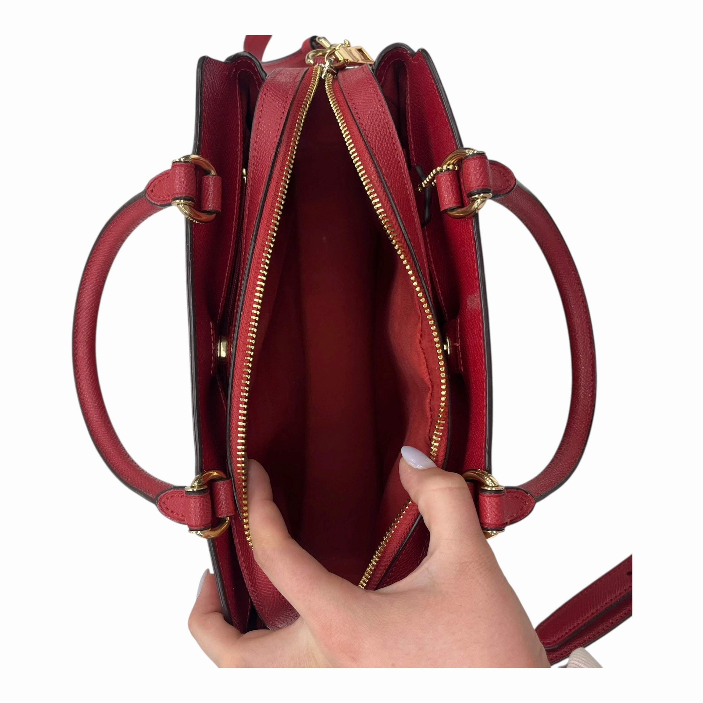 Handbag Designer By Coach In Red, Size:Medium