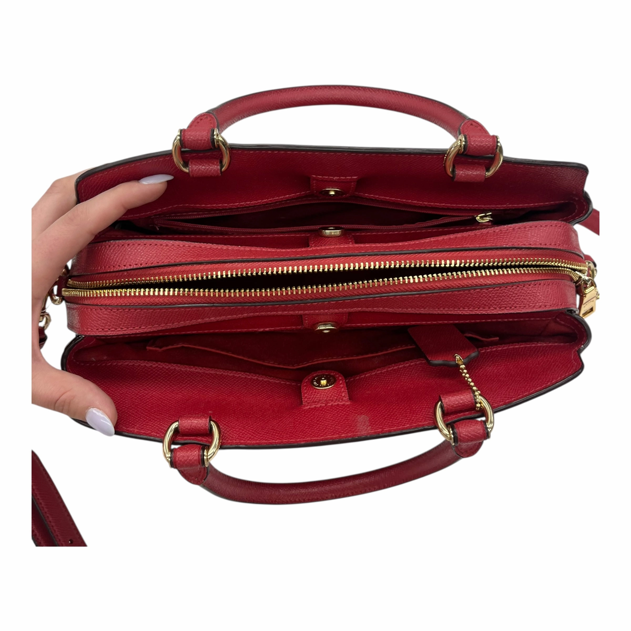 Handbag Designer By Coach In Red, Size:Medium