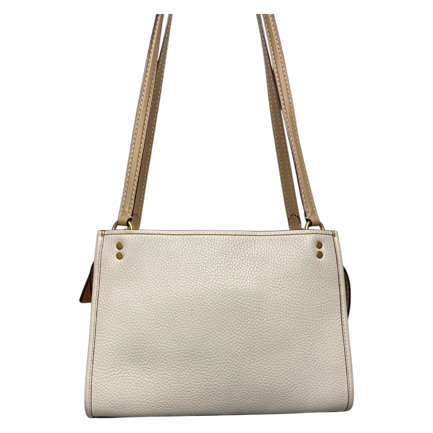 Handbag Designer By Coach In Tan & White, Size:Medium