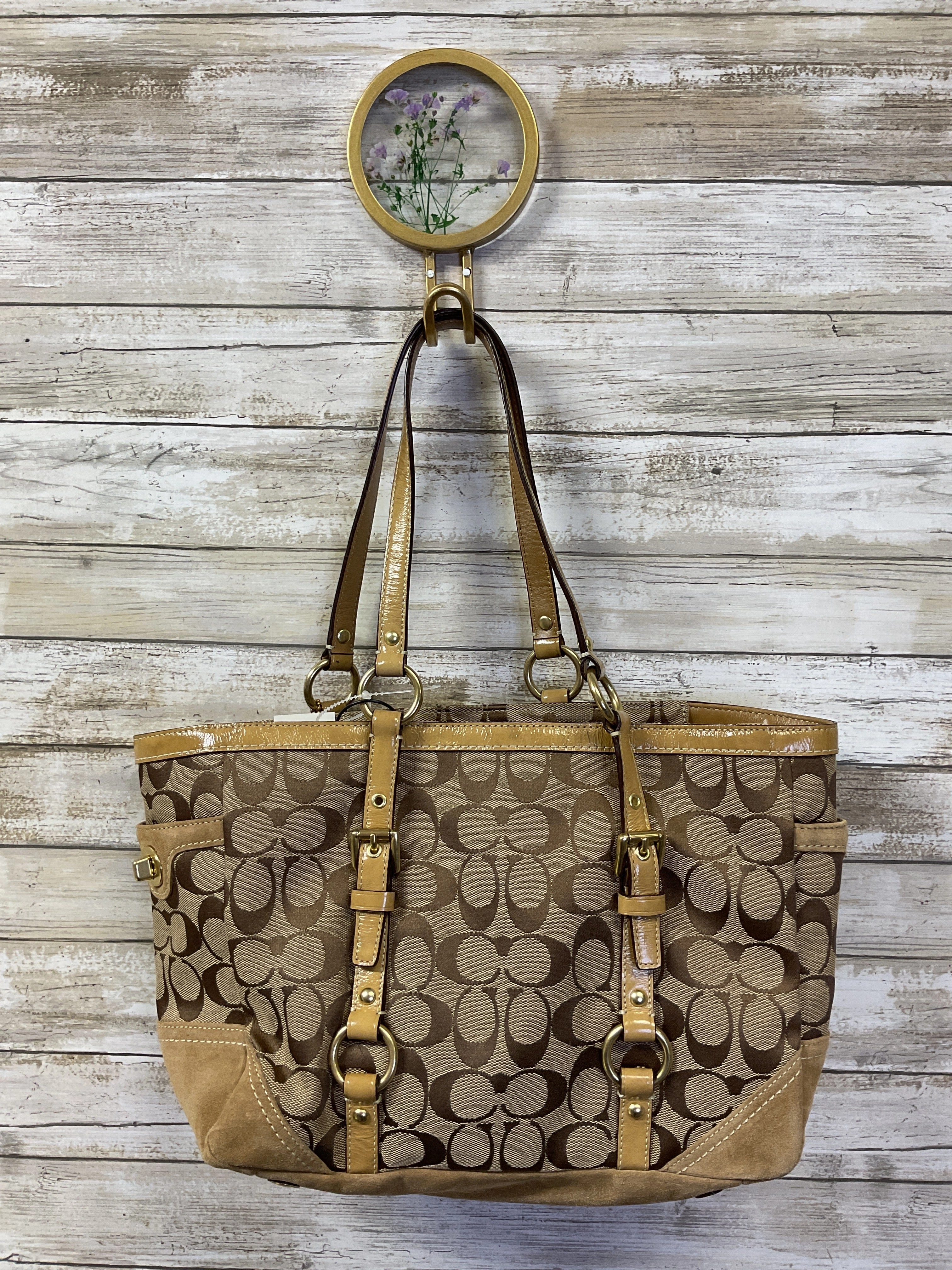 Handbag Designer By Coach In Tan, Size:Medium