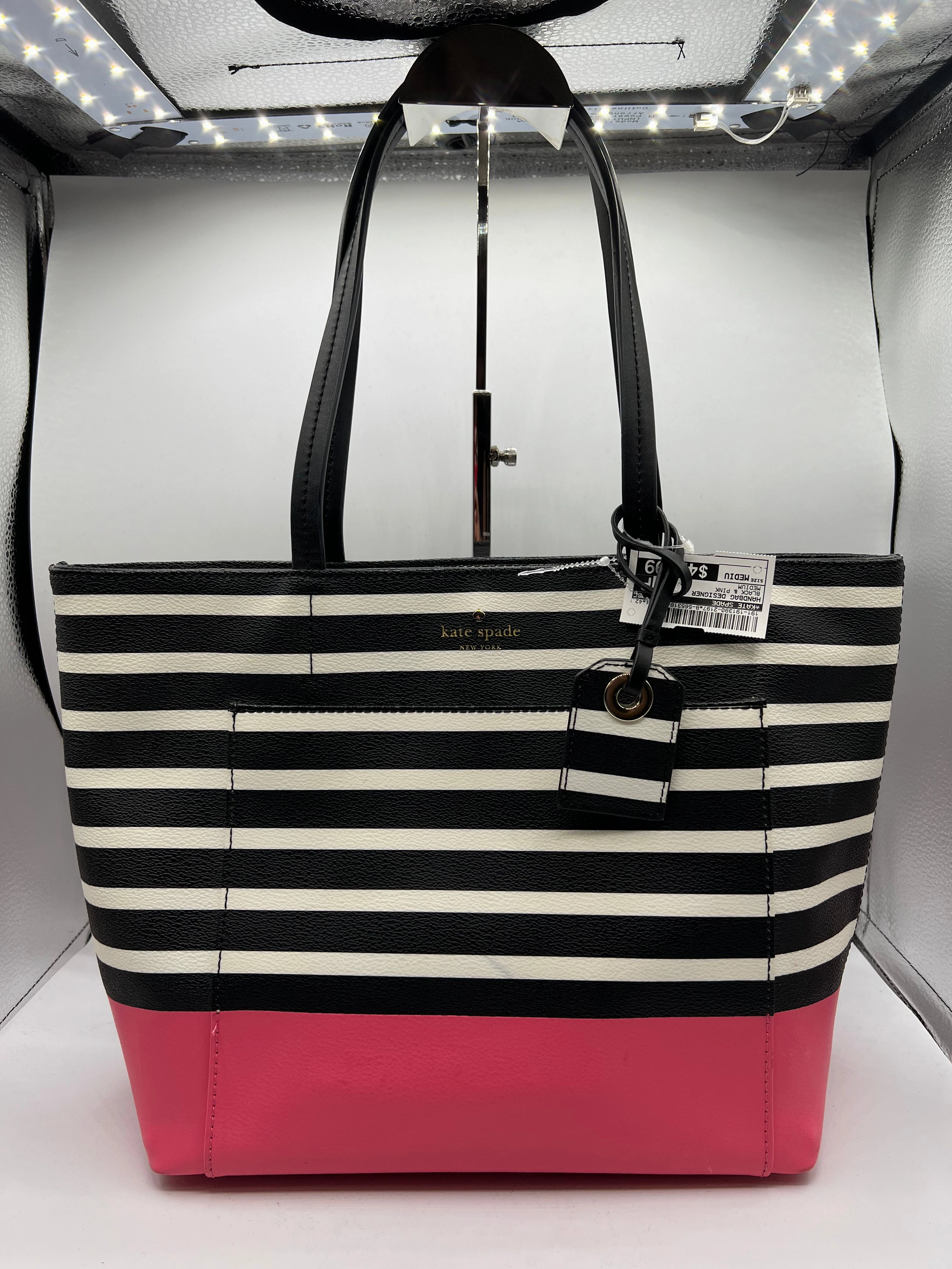 HANDBAG DESIGNER by KATE SPADE In BLACK & PINK, Size: MEDIUM