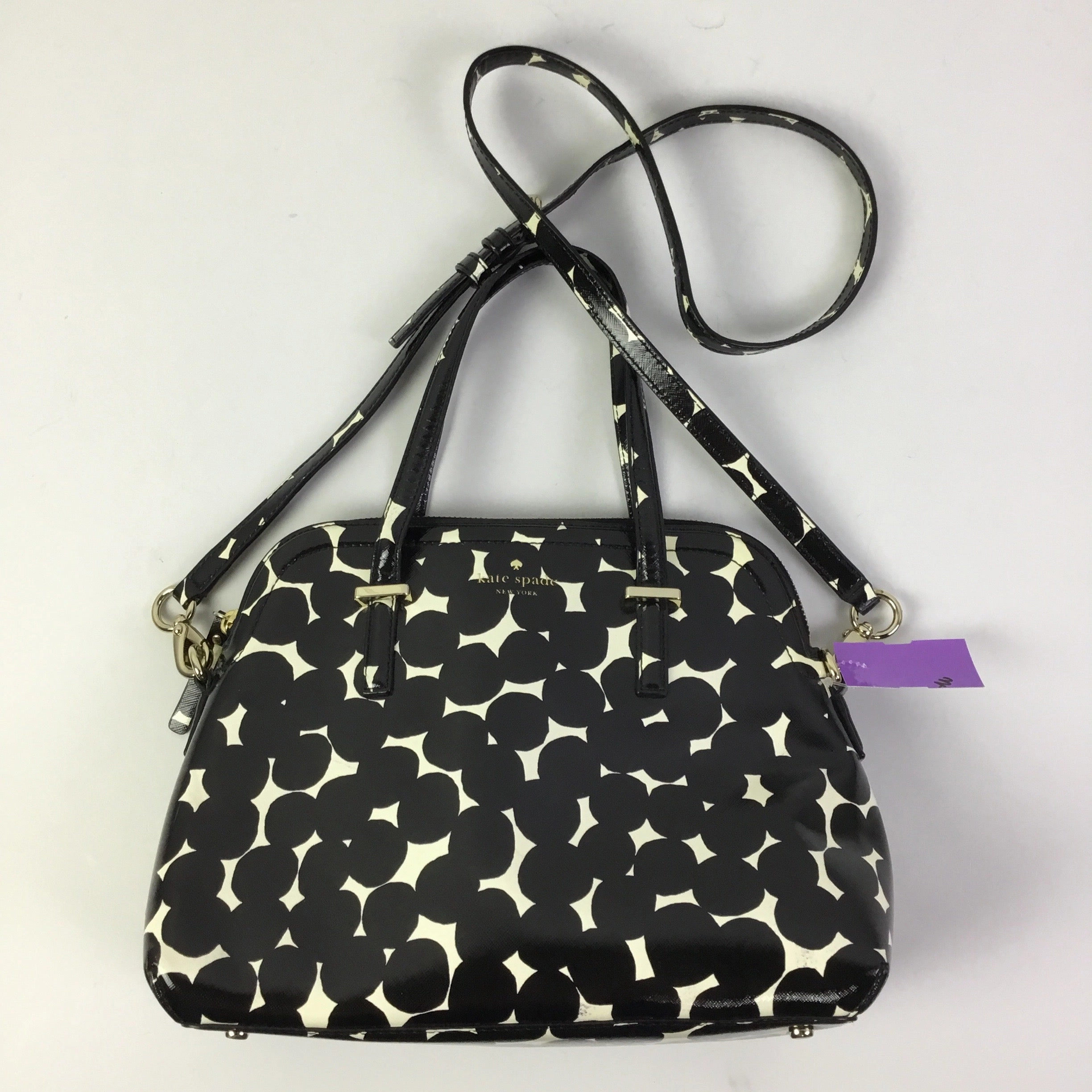 Handbag Designer By Kate Spade In Black & White, Size:Small