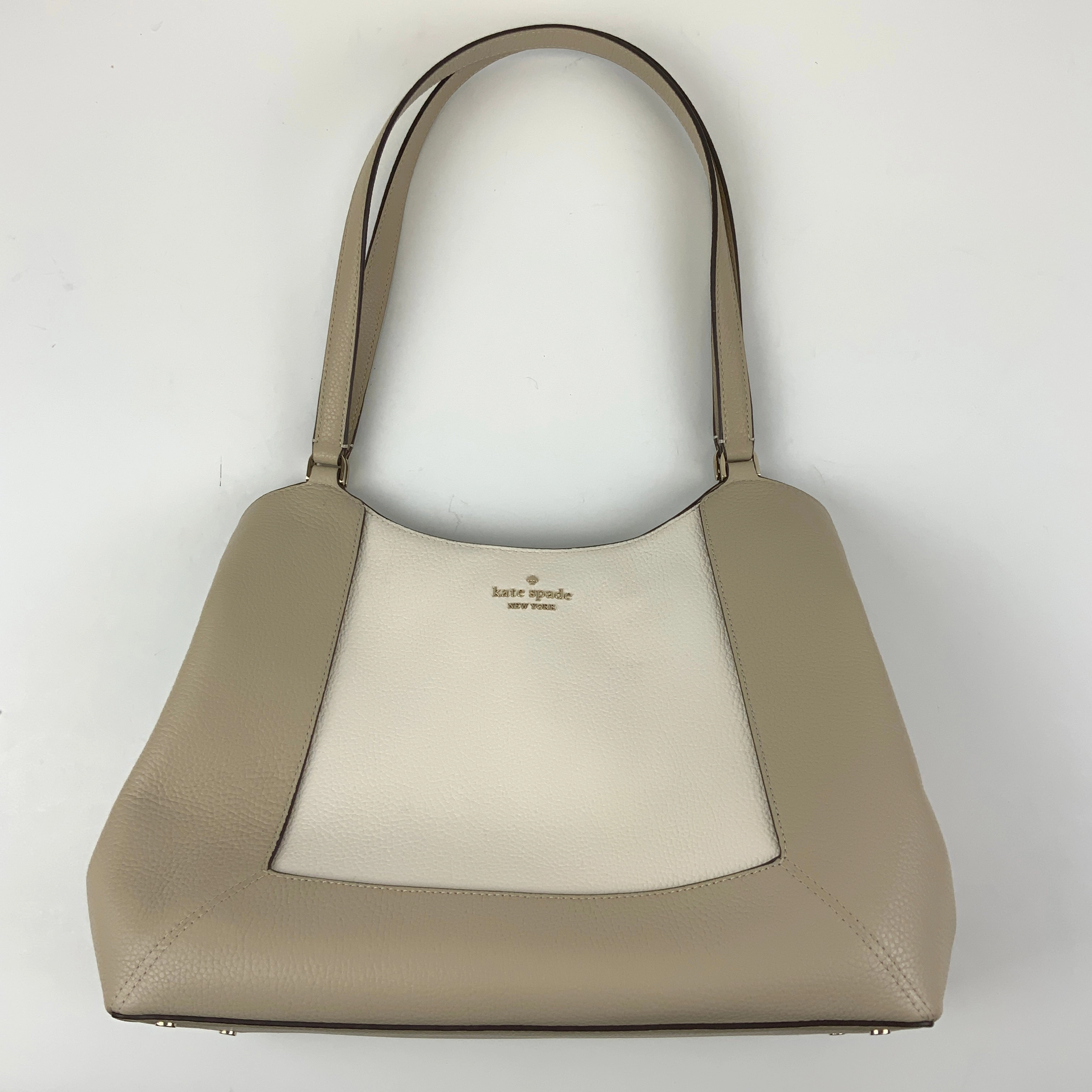 Handbag Designer By Kate Spade In Cream & Tan, Size:Large