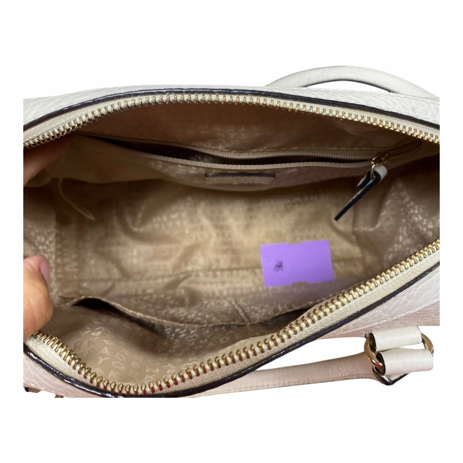 Handbag Designer By Kate Spade In Gold & White, Size:Medium