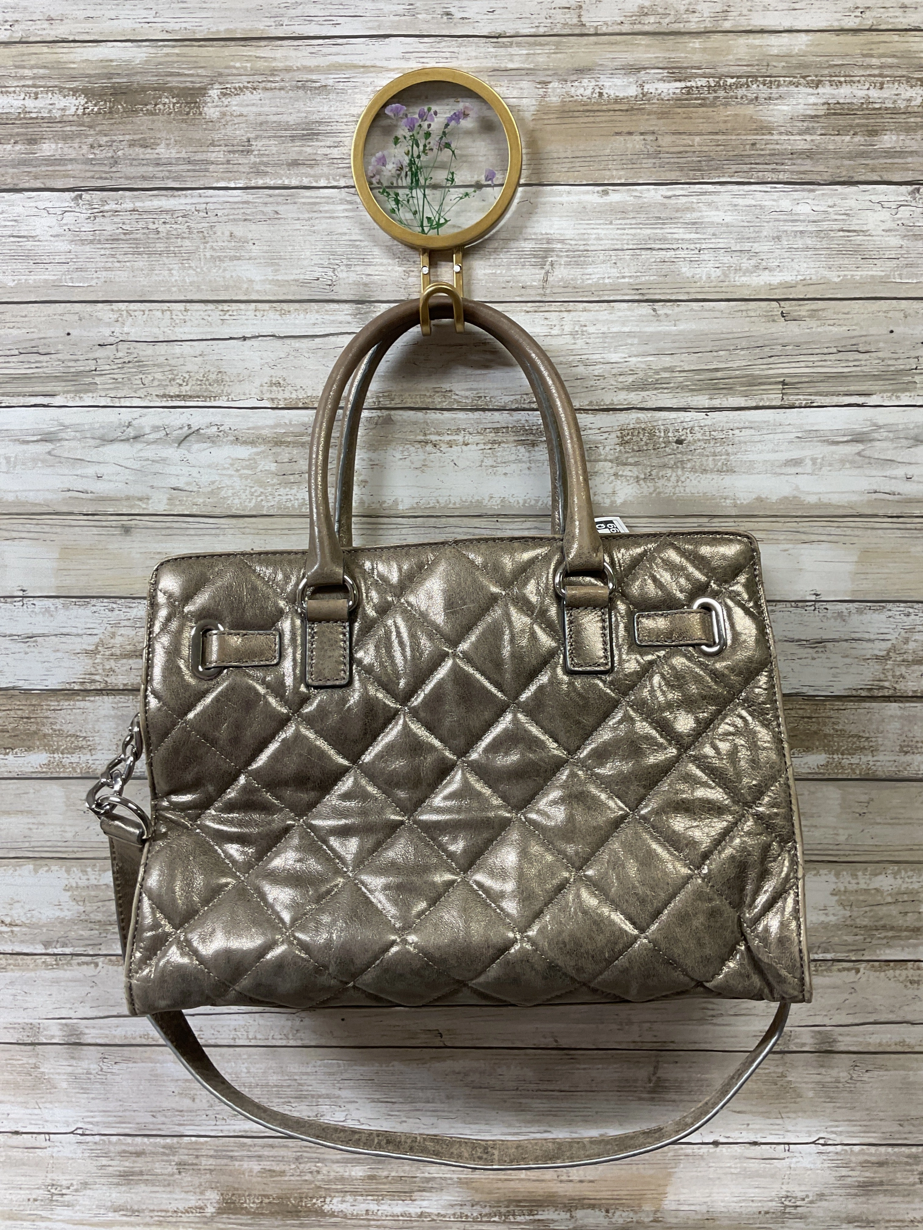 Handbag Designer By Michael Kors In Bronze, Size:Medium
