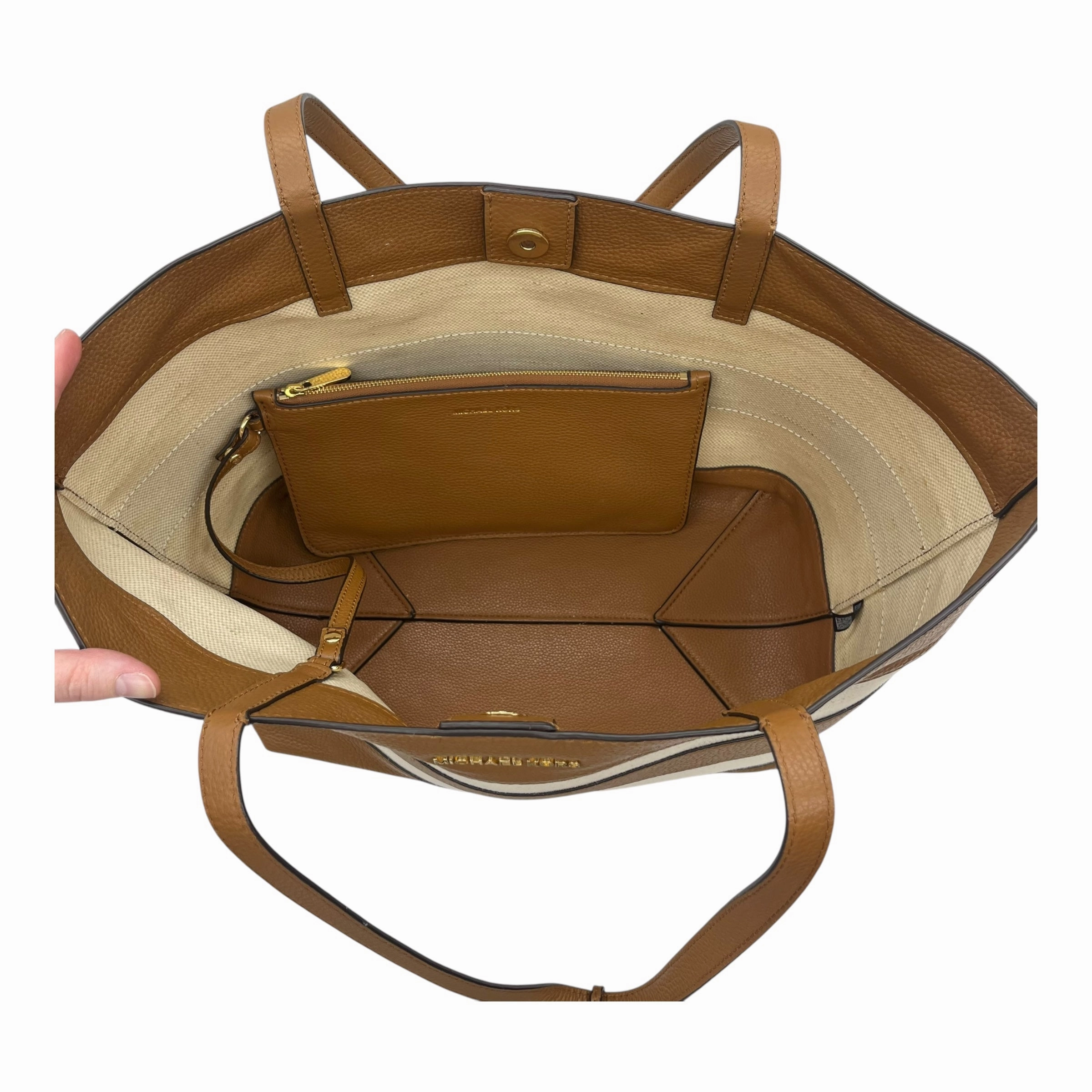Handbag Designer By Michael Kors In Brown & Tan, Size:Large