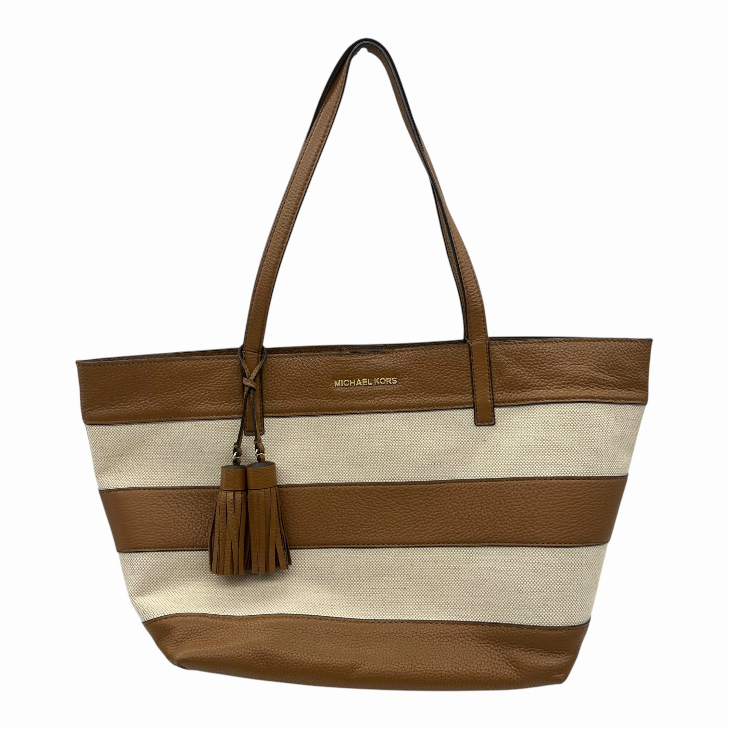Handbag Designer By Michael Kors In Brown & Tan, Size:Large