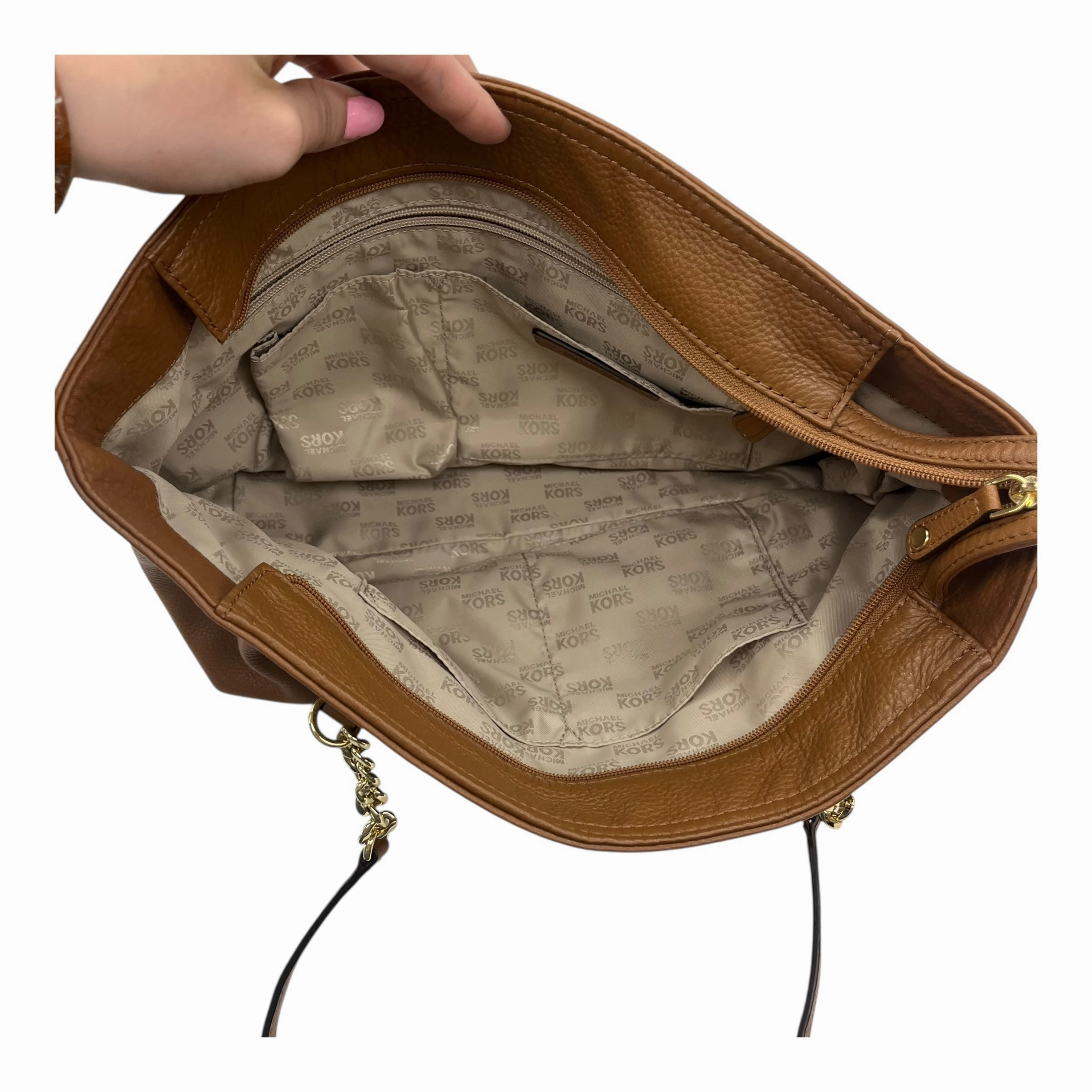 Handbag Designer By Michael Kors In Brown, Size:Large