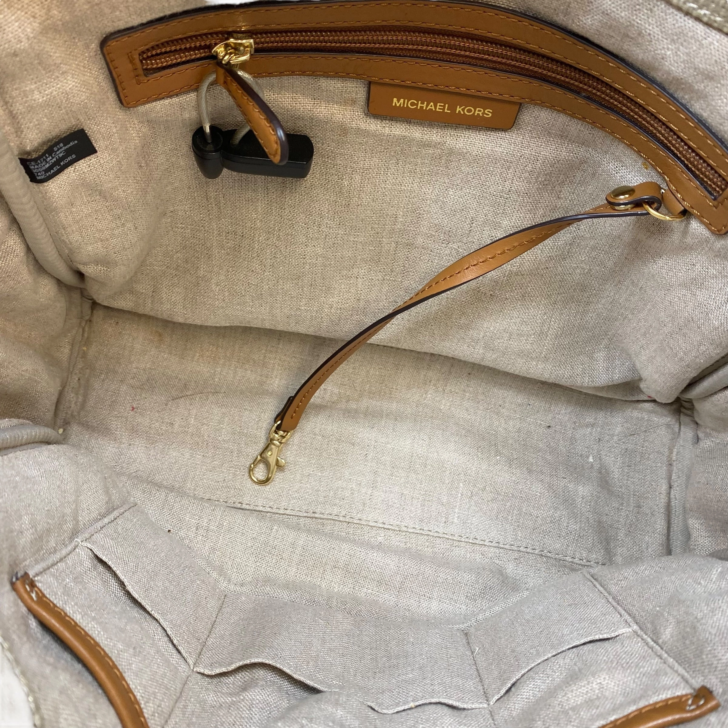 Handbag Designer By Michael Kors In Gold, Size:Large