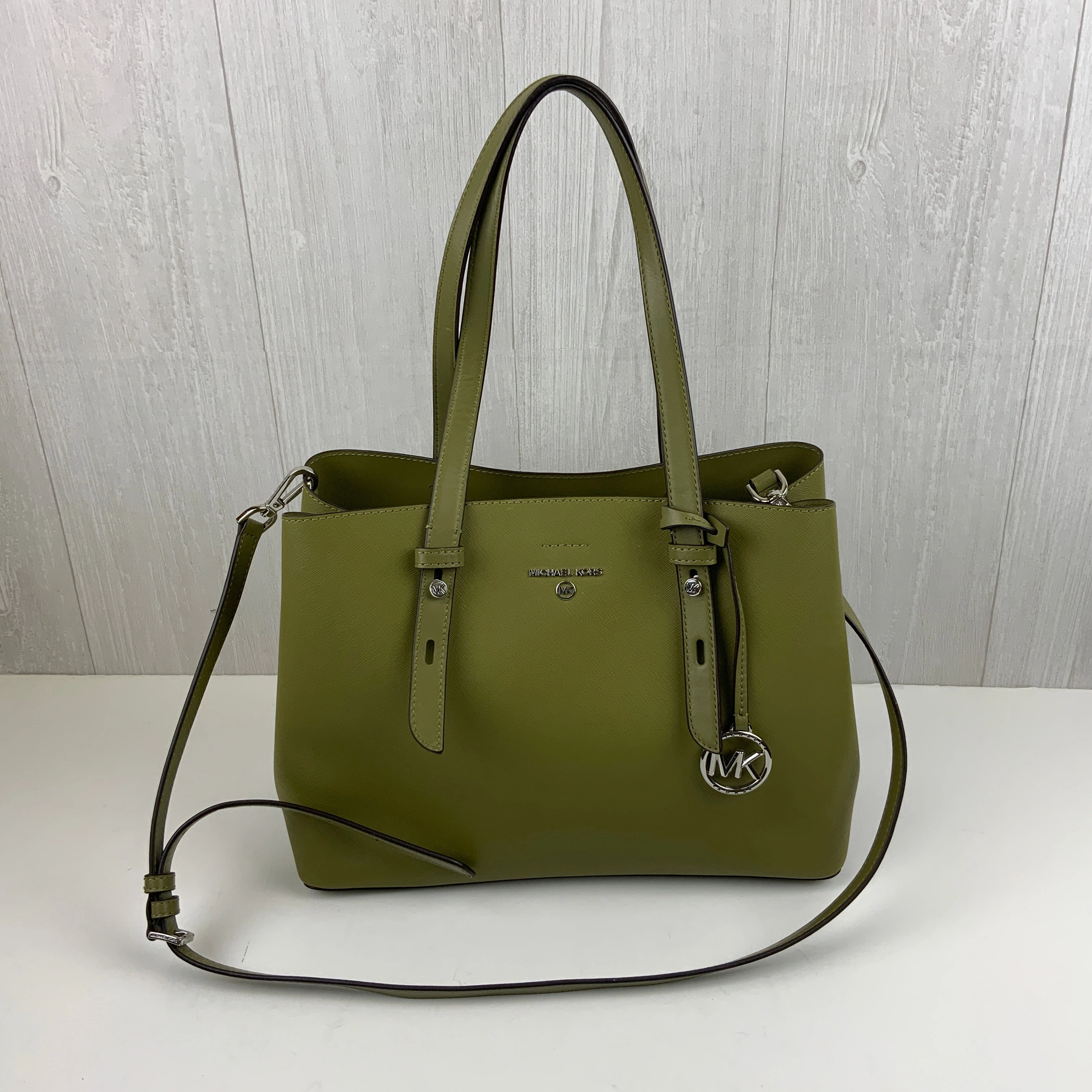 Handbag Designer By Michael Kors In Green, Size:Medium