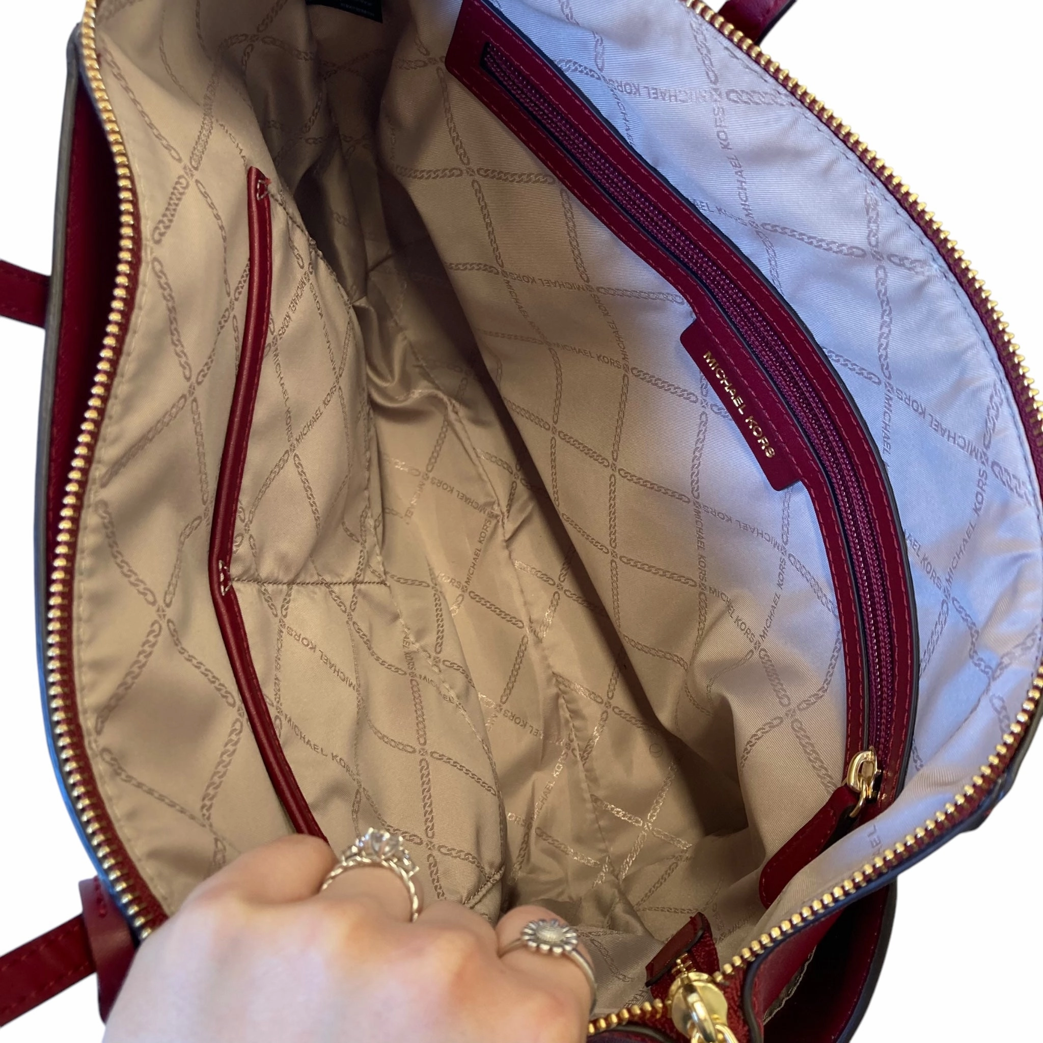 Handbag Designer By Michael Kors In Maroon, Size:Large