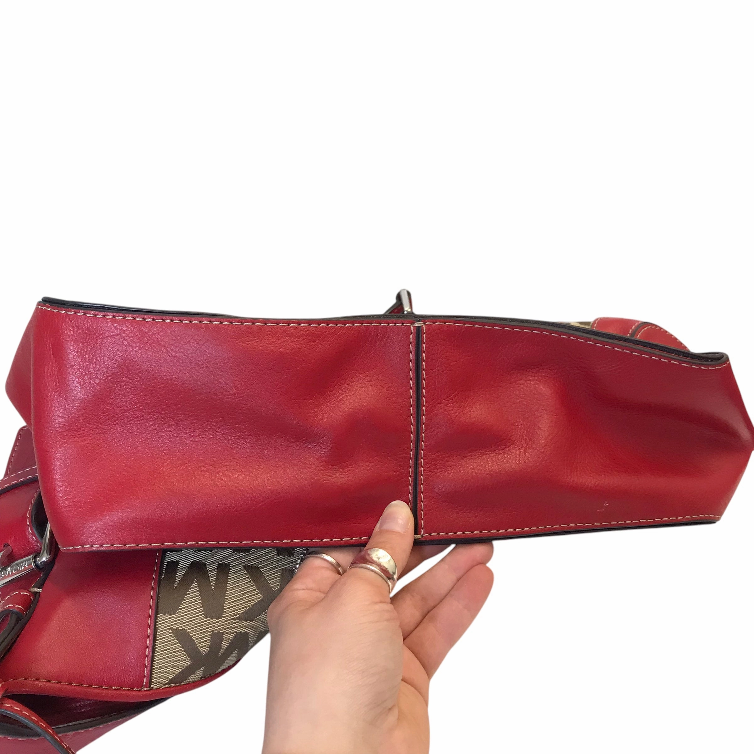 Handbag Designer By Michael Kors In Red & Tan, Size:Large