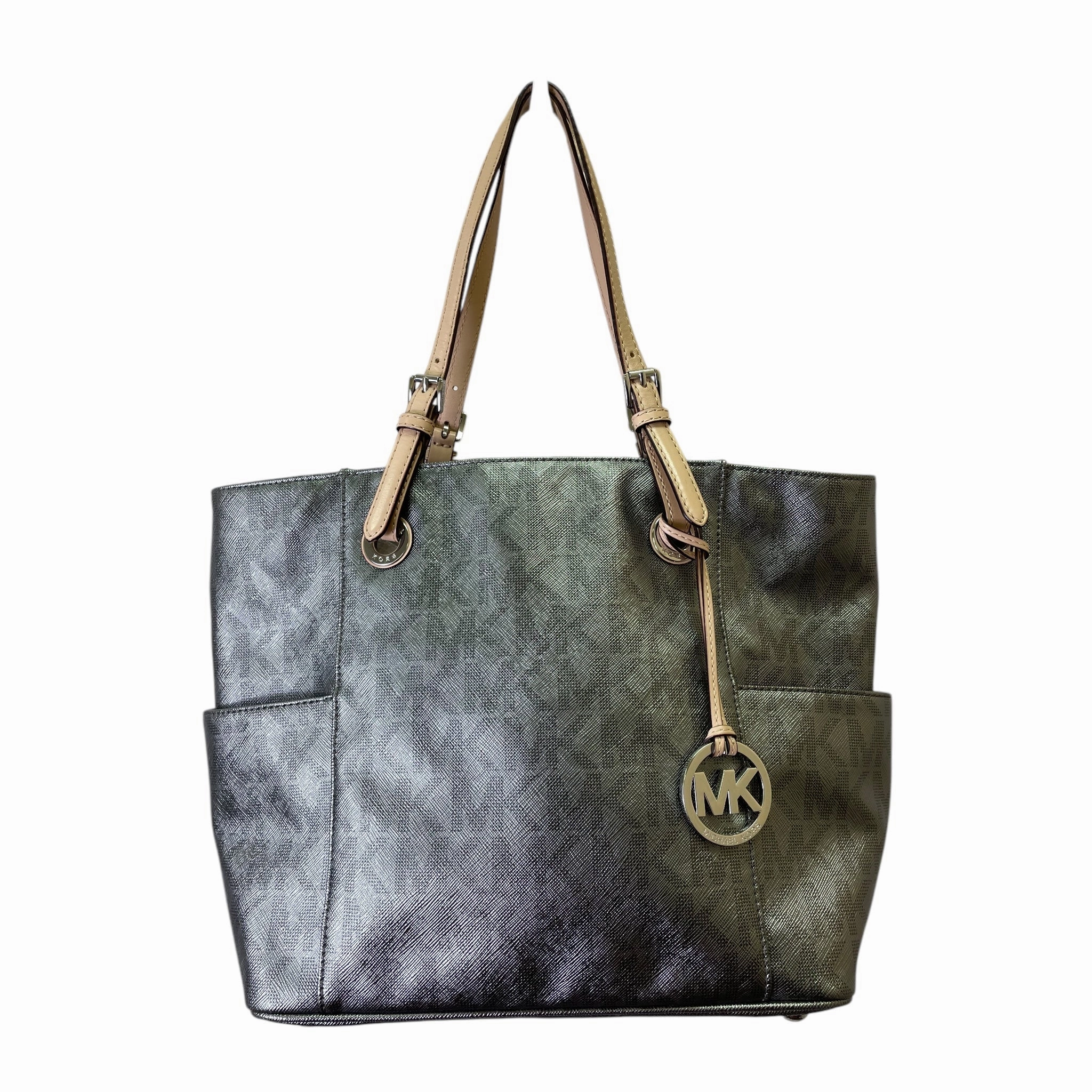 Handbag Designer By Michael Kors In Silver, Size:Large