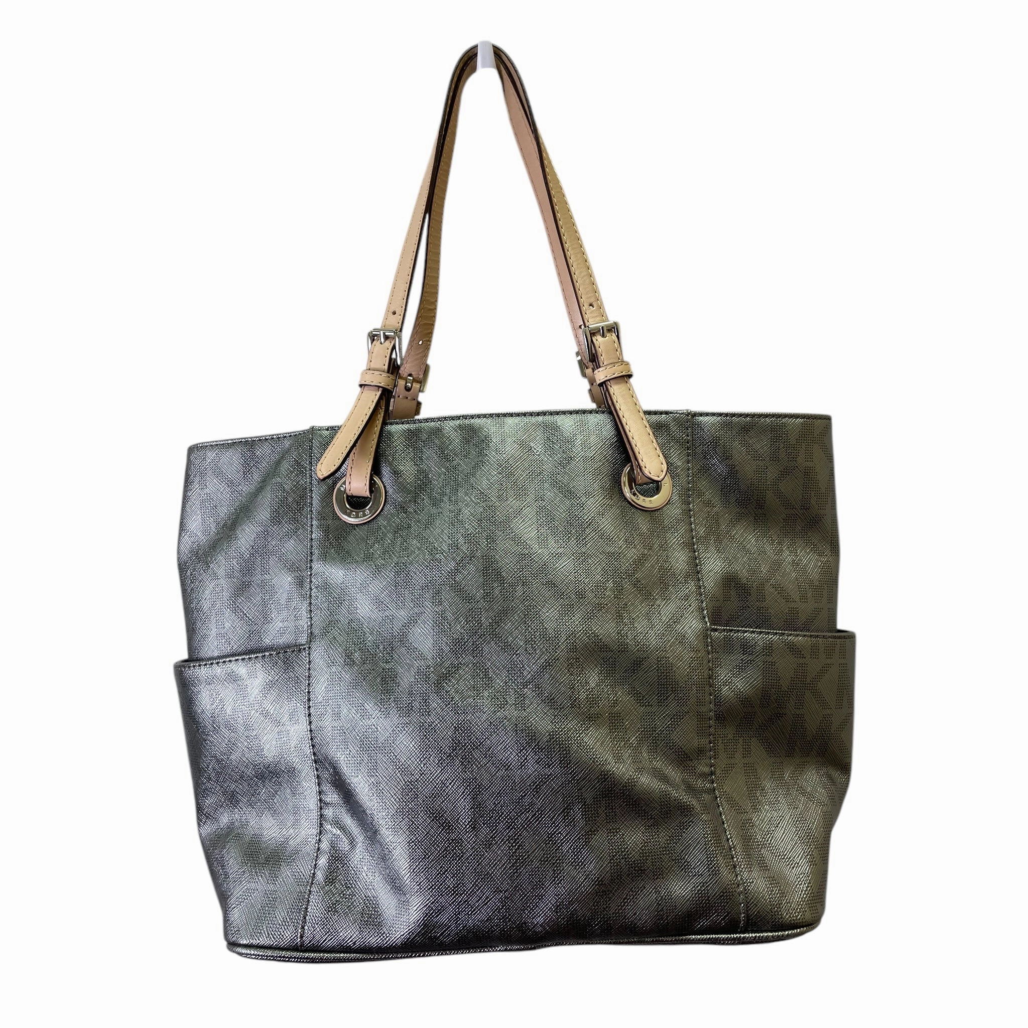Handbag Designer By Michael Kors In Silver, Size:Large