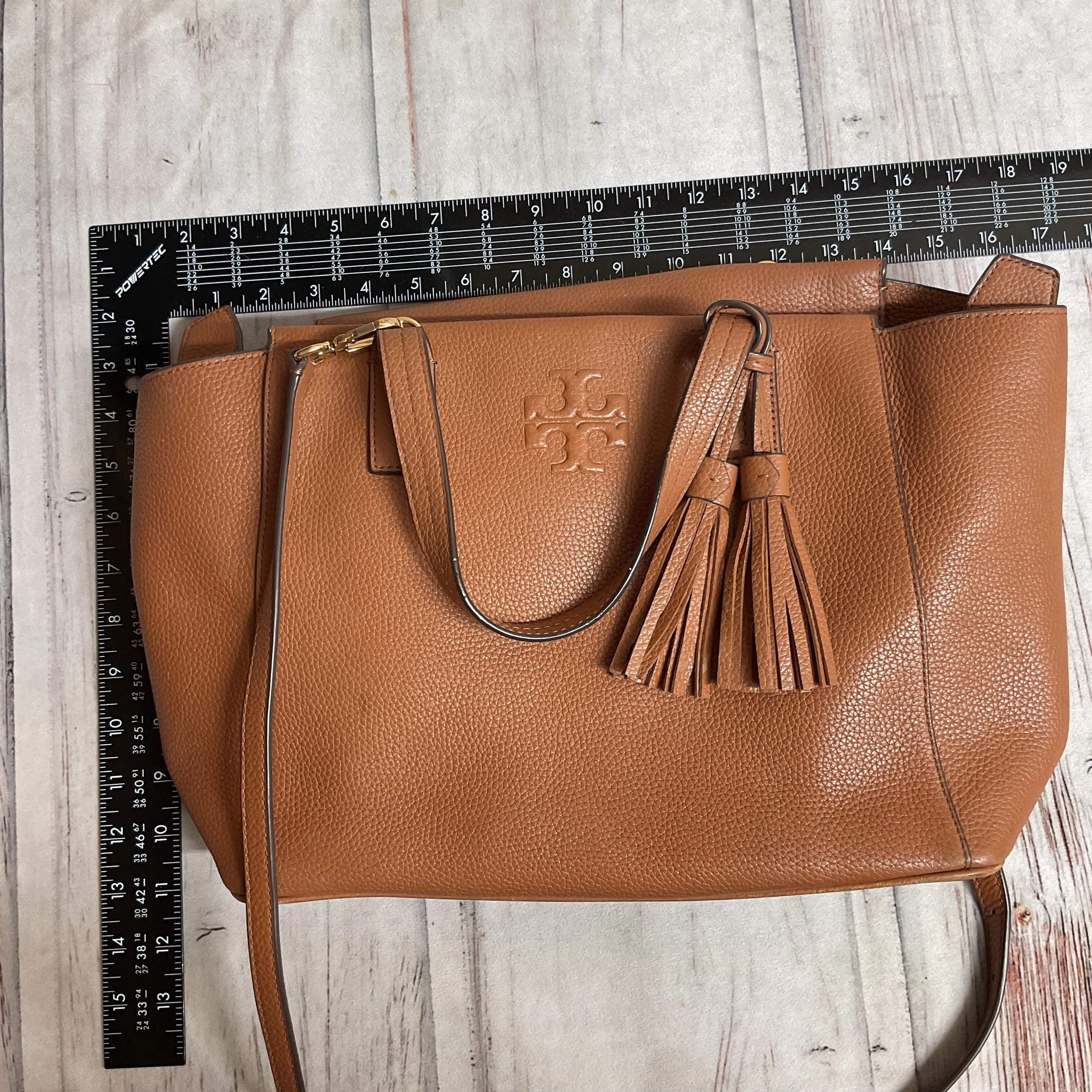 Handbag Designer By Tory Burch In Brown, Size:Large