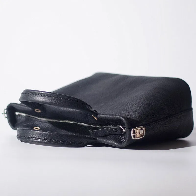Handmade Black Leather Womens Handbag Fashion Shoulder Bag for Women