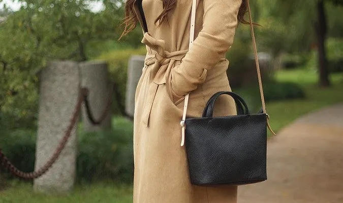Handmade Black Leather Womens Handbag Fashion Shoulder Bag for Women