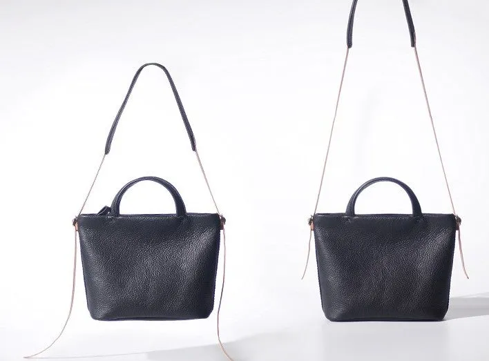 Handmade Black Leather Womens Handbag Fashion Shoulder Bag for Women
