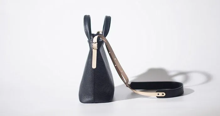 Handmade Black Leather Womens Handbag Fashion Shoulder Bag for Women