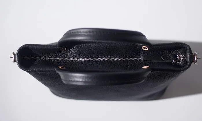 Handmade Black Leather Womens Handbag Fashion Shoulder Bag for Women