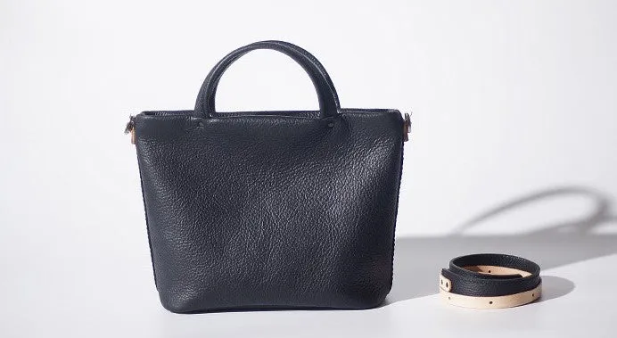 Handmade Black Leather Womens Handbag Fashion Shoulder Bag for Women