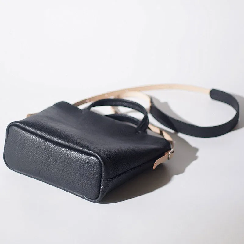 Handmade Black Leather Womens Handbag Fashion Shoulder Bag for Women