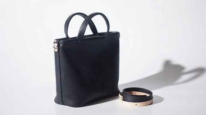 Handmade Black Leather Womens Handbag Fashion Shoulder Bag for Women
