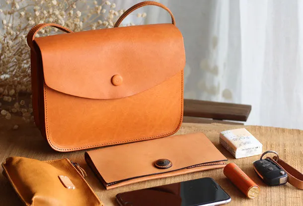 Handmade Leather phone purse stachel bag for women leather shoulder bag