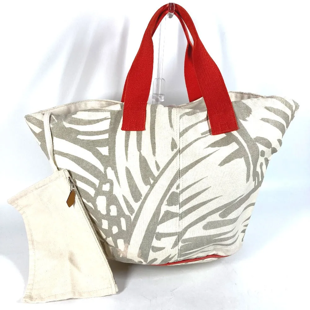 HERMES Shoulder Bag canvas beige With porch Pannier Platge Women Used