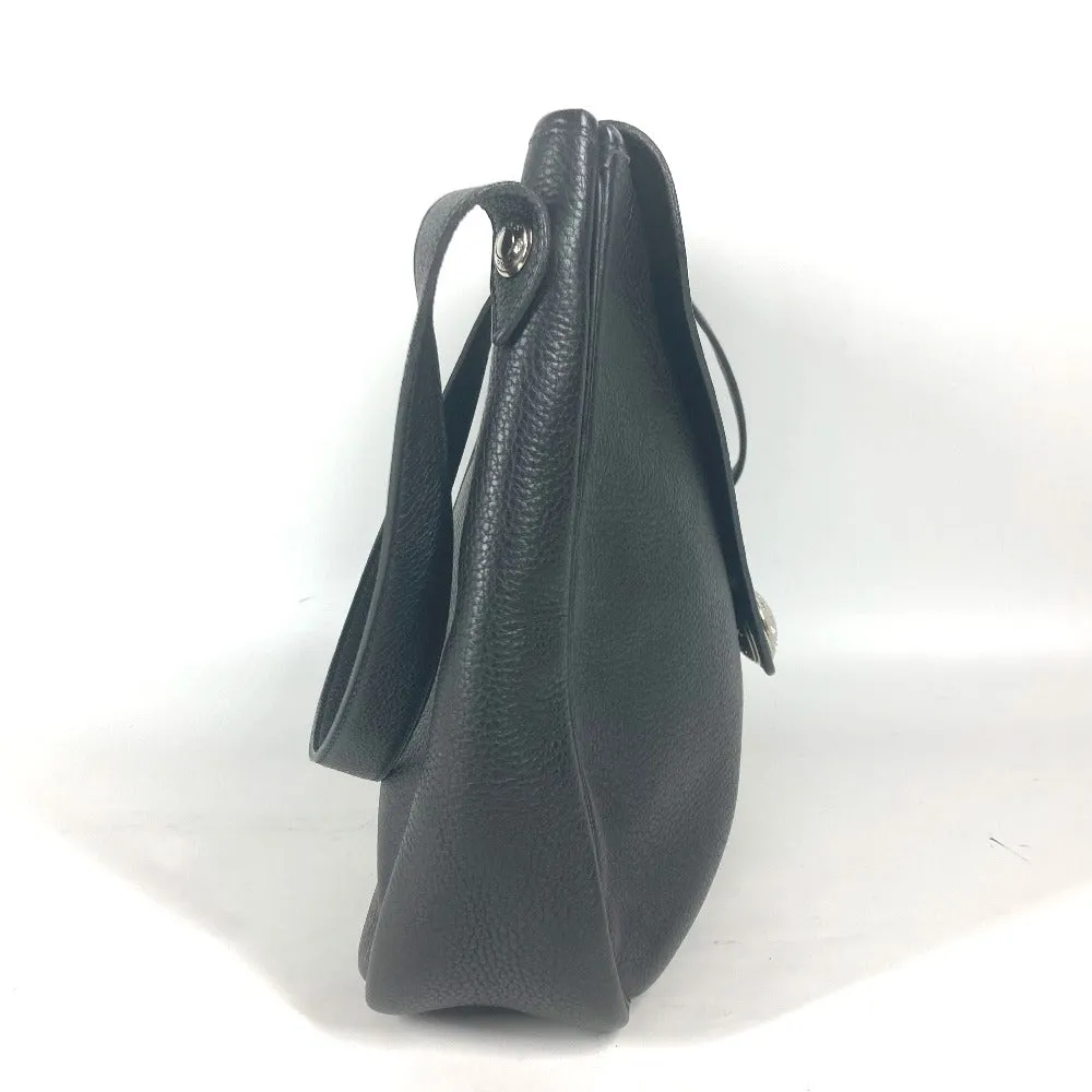 HERMES Shoulder Bag leather black Serie Christine