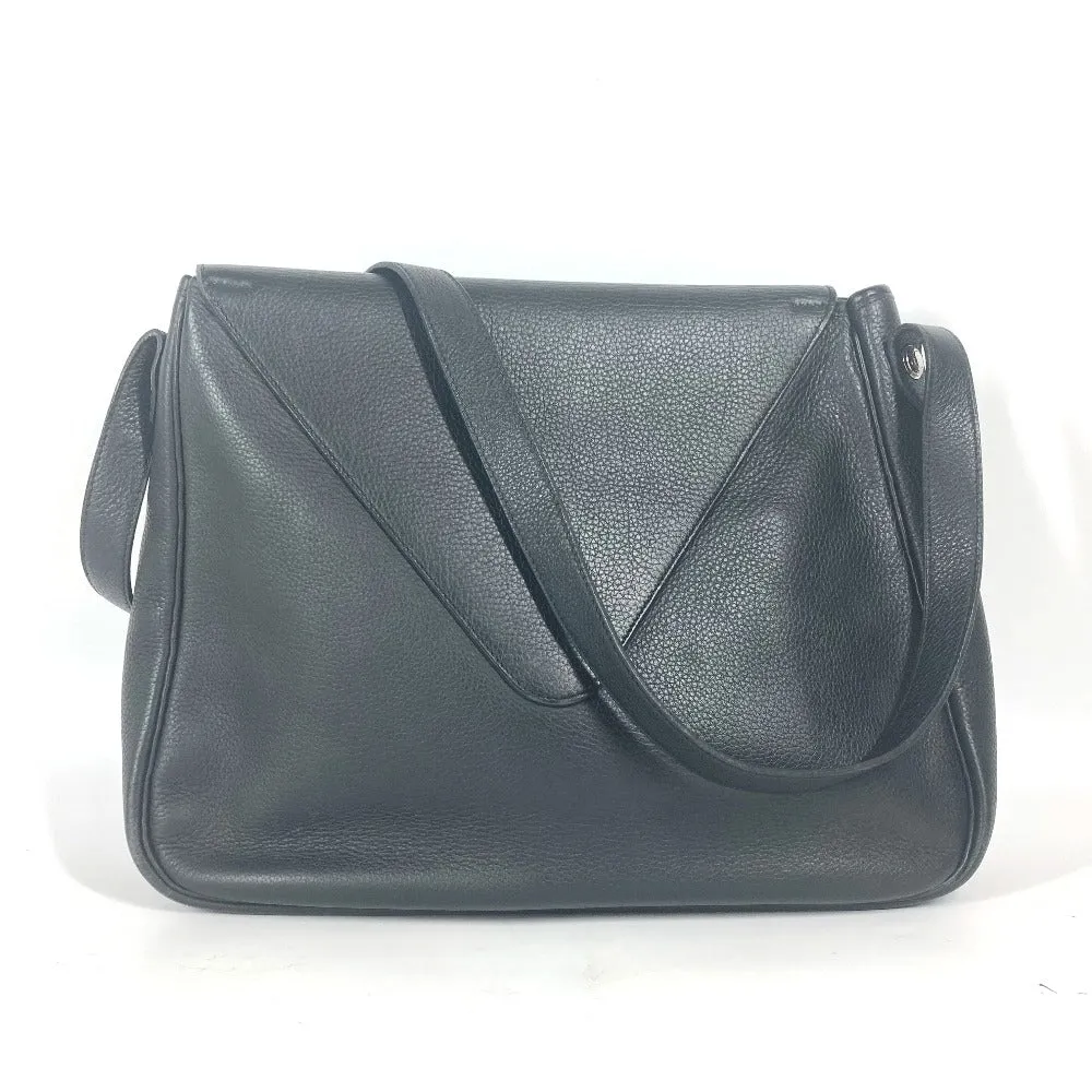 HERMES Shoulder Bag leather black Serie Christine