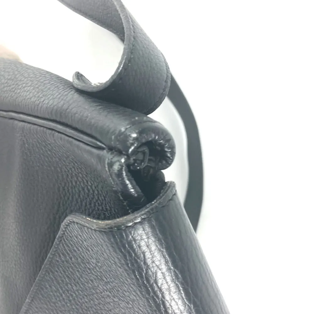 HERMES Shoulder Bag leather black Serie Christine