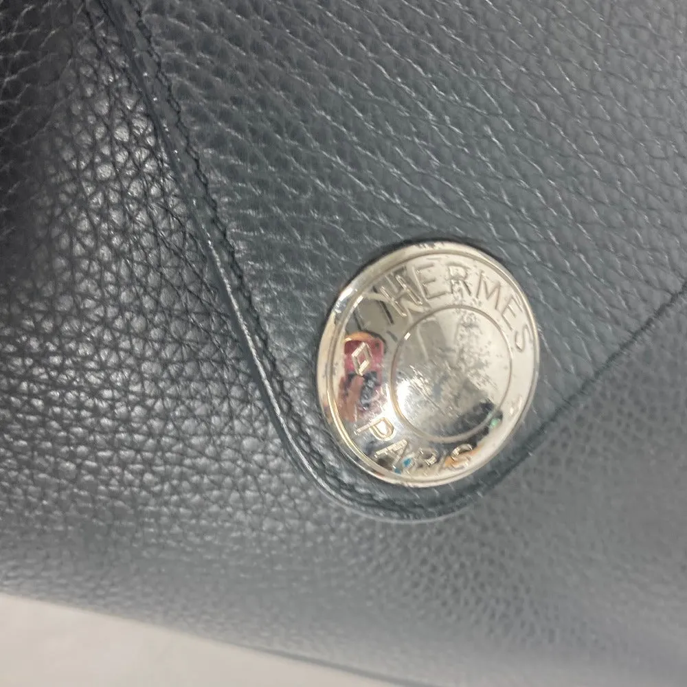 HERMES Shoulder Bag leather black Serie Christine