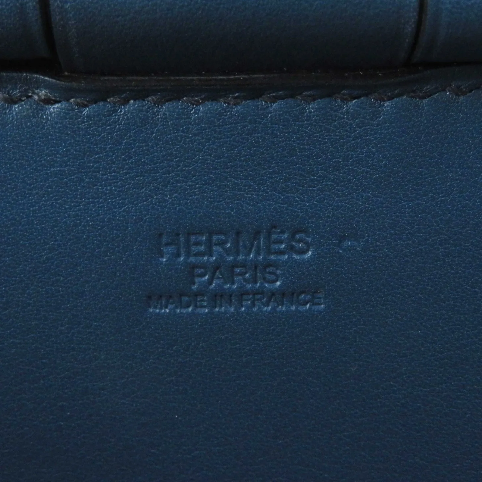 HERMES Shoulder Bag Swift Ocea Blue type Natural fishing basket