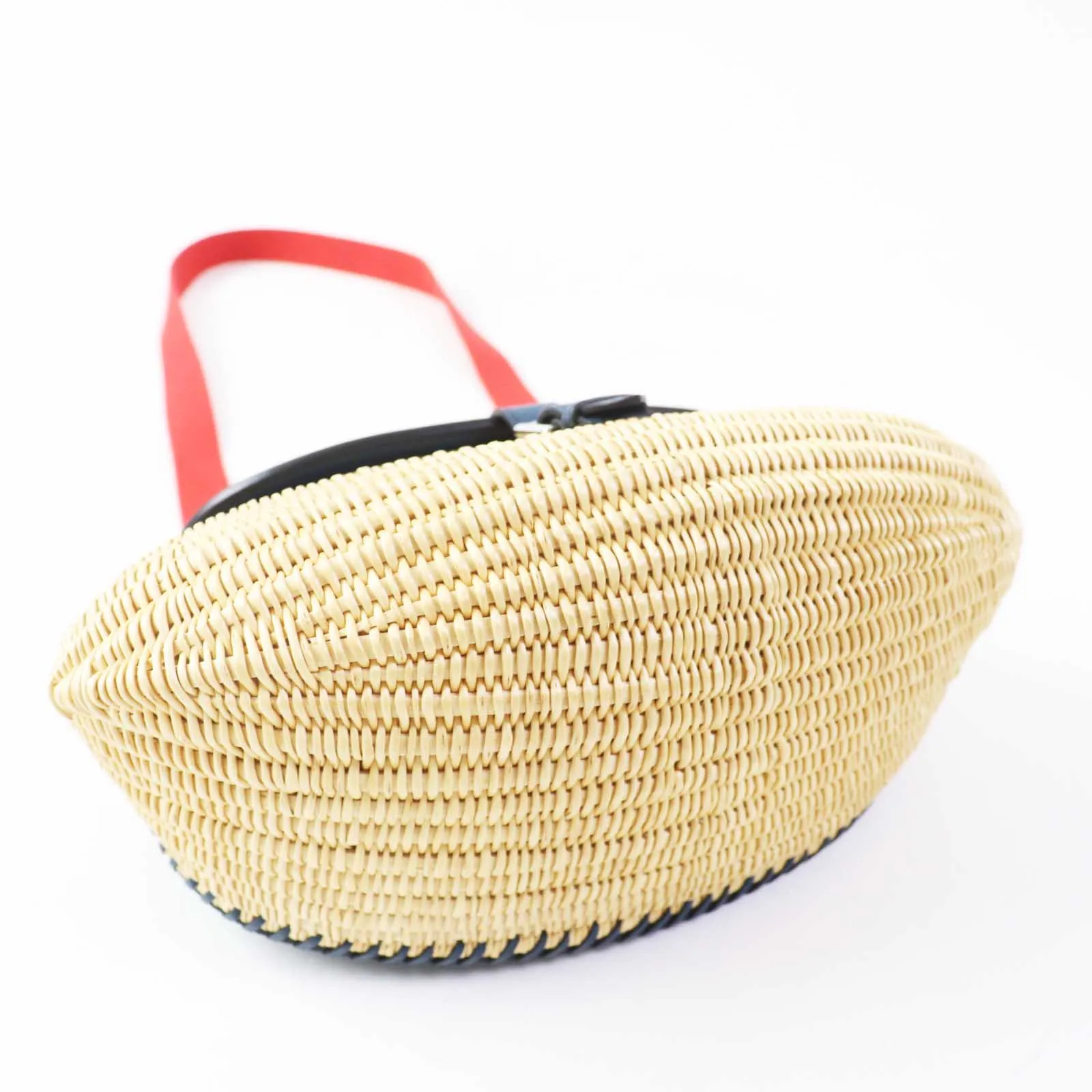 HERMES Shoulder Bag Swift Ocea Blue type Natural fishing basket