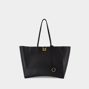 Hourglass Soft Large Shopper Bag - Balenciaga - Leather - Black