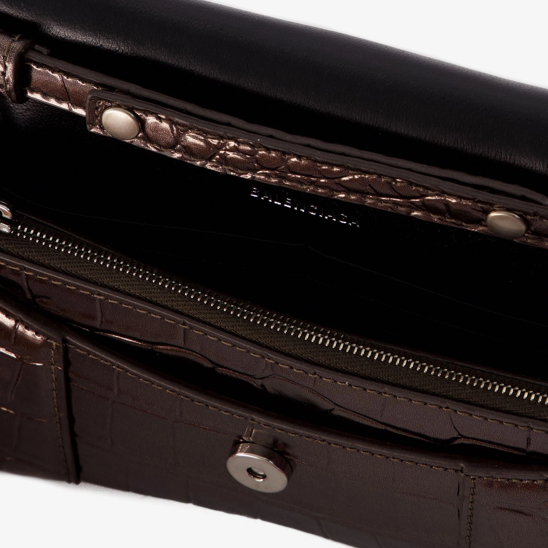 Hourglass Wallet on chain - Balenciaga - Leather - Dark Bronze