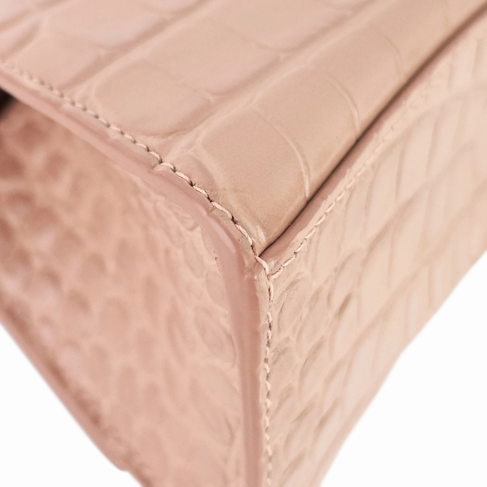 Hourglass XS Croc Embossed Leather Top Handle Bag