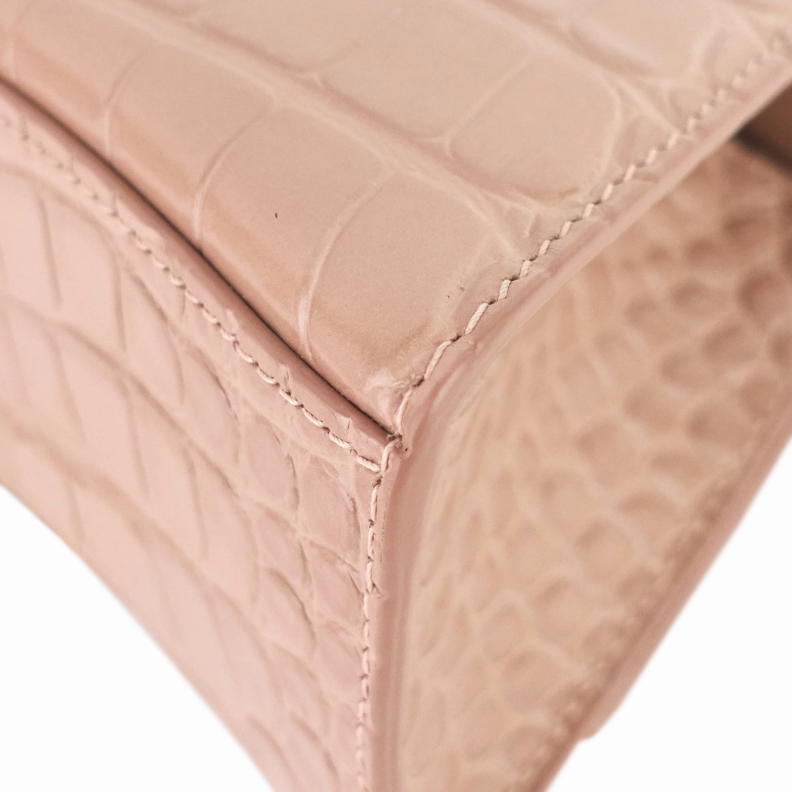 Hourglass XS Croc Embossed Leather Top Handle Bag