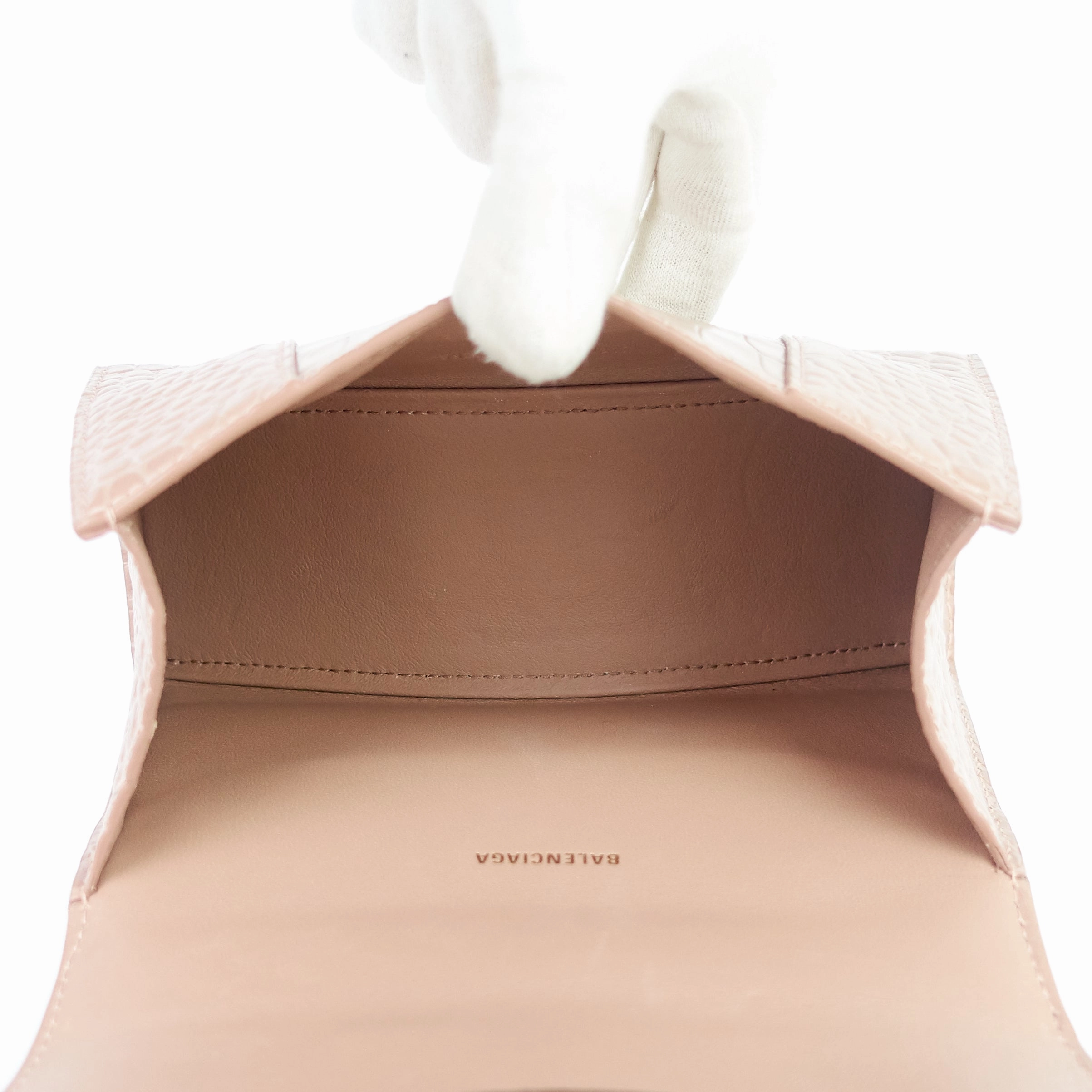 Hourglass XS Croc Embossed Leather Top Handle Bag