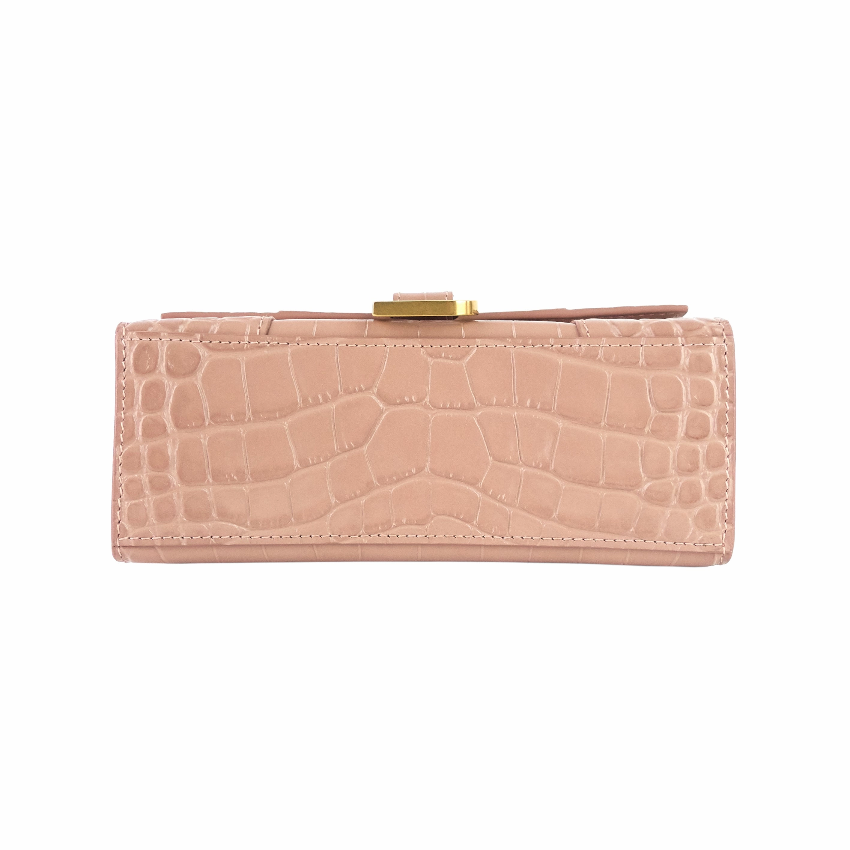 Hourglass XS Croc Embossed Leather Top Handle Bag