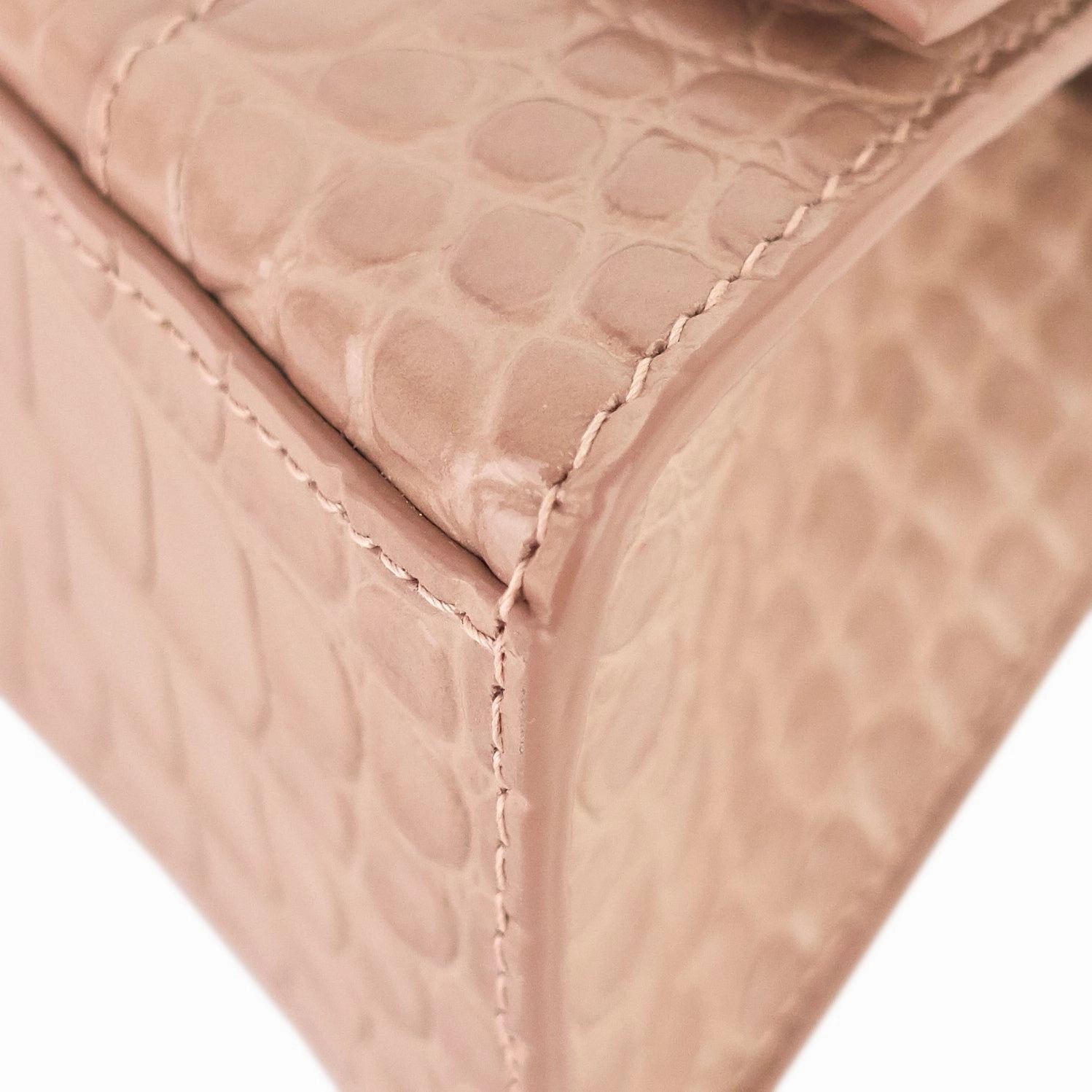 Hourglass XS Croc Embossed Leather Top Handle Bag