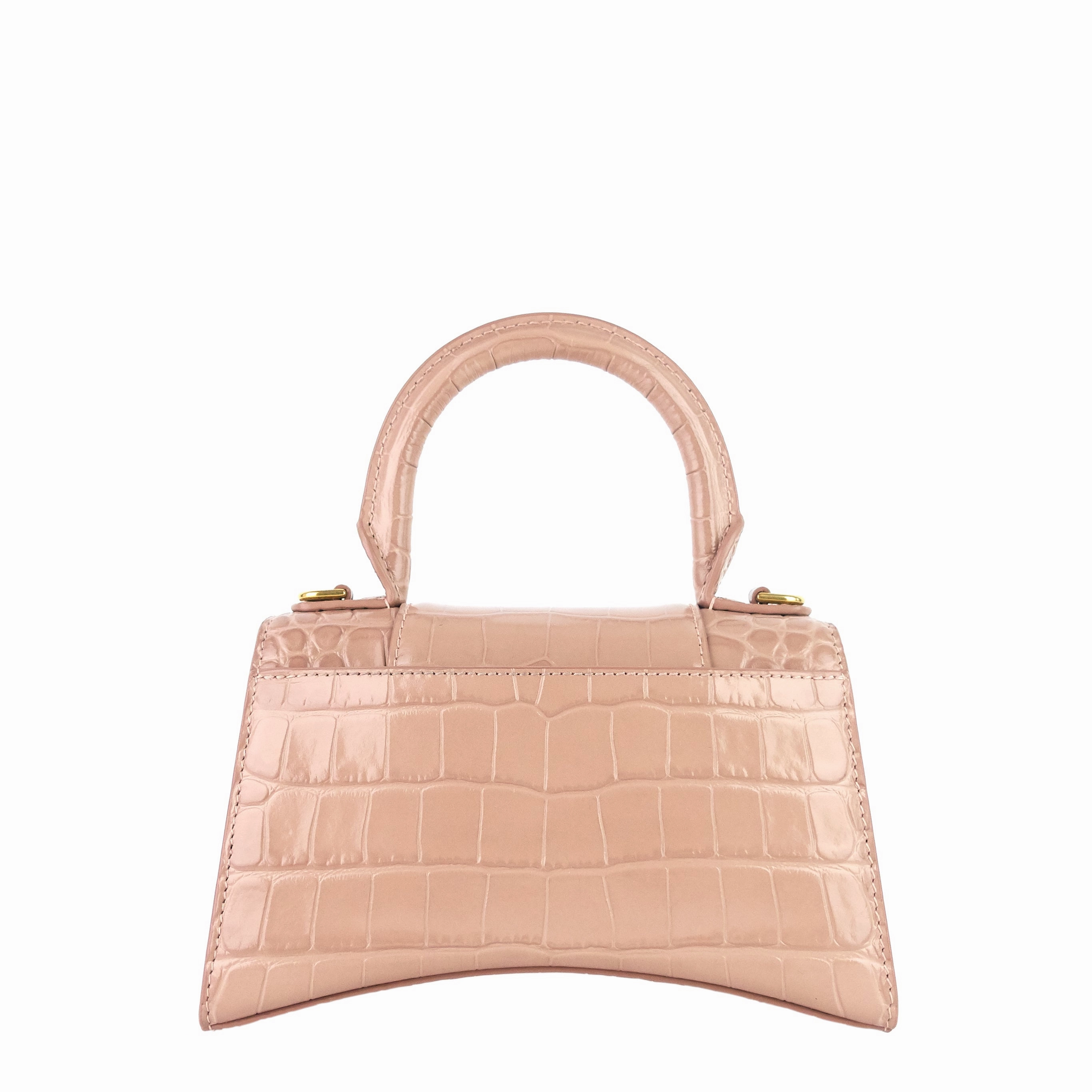Hourglass XS Croc Embossed Leather Top Handle Bag