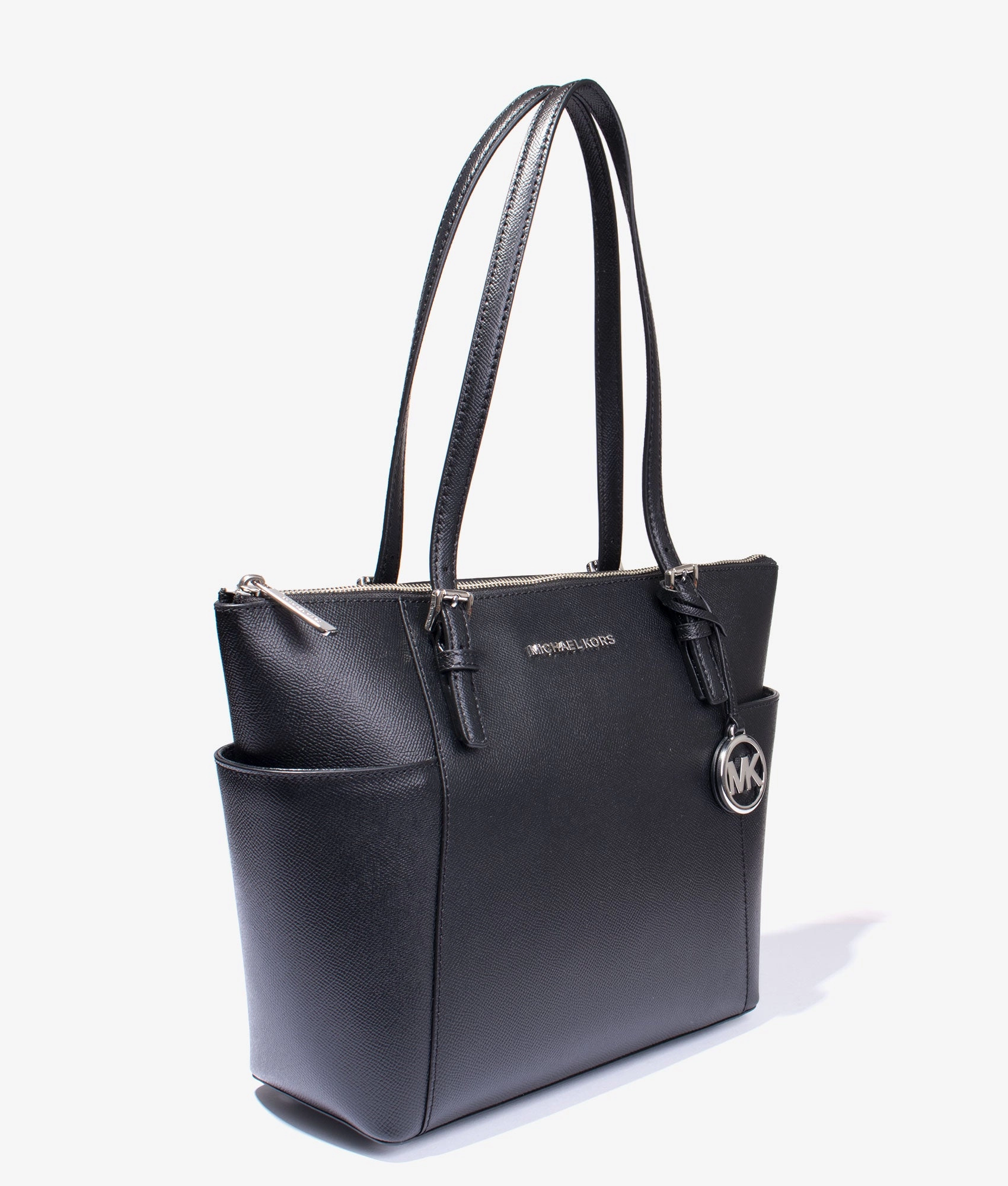 Jet set crossgrain leather shopper in black