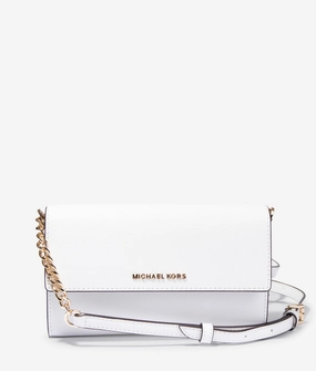 Jet set large frame crossbody in optic white