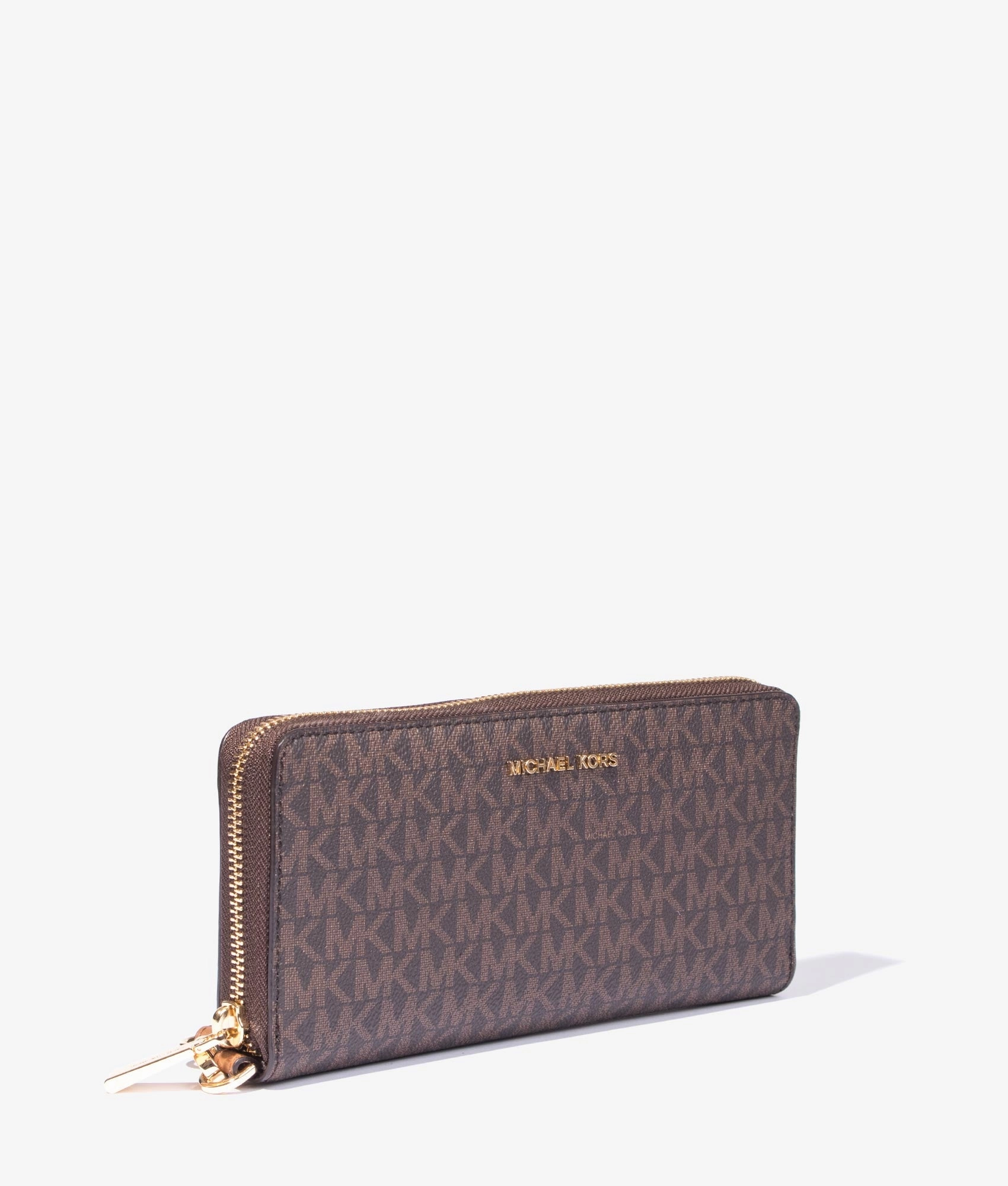 Jet set MK logo continental phone & wallet case in brown