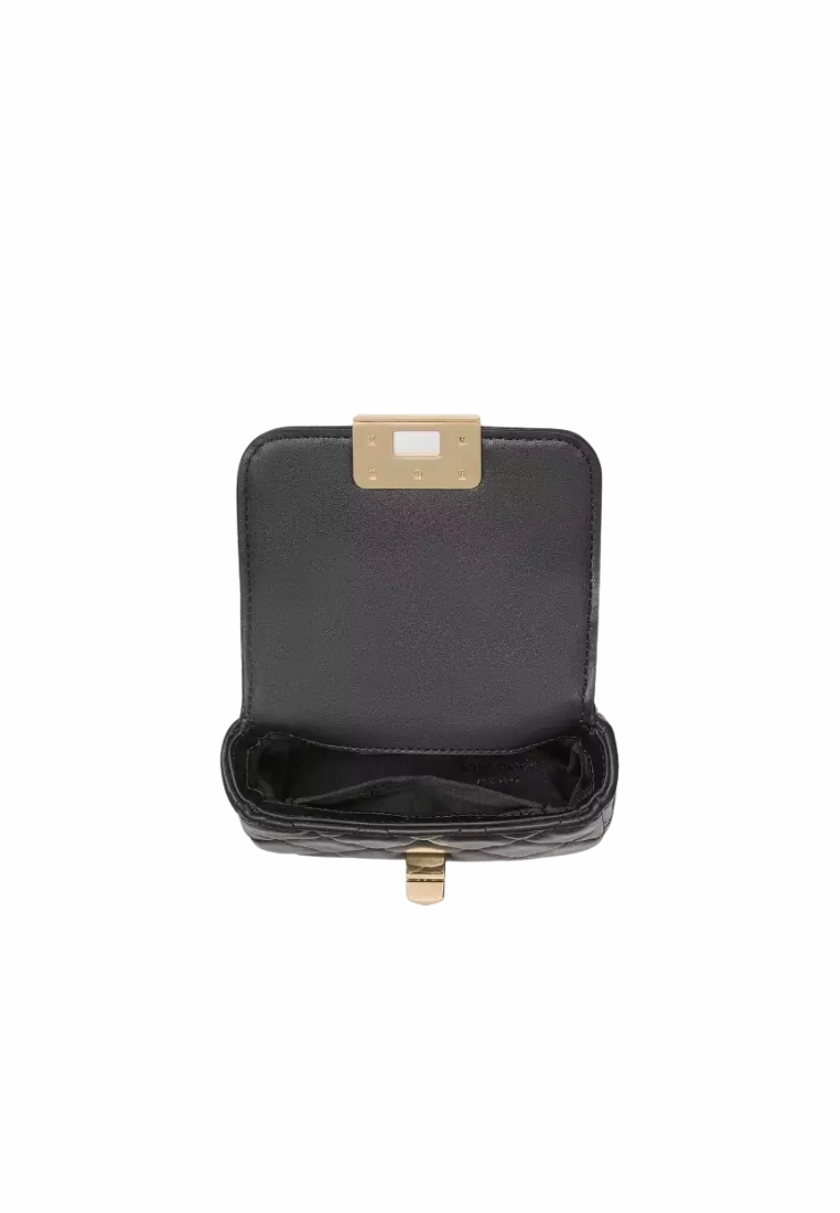 Kate Spade Carey Quilted Micro Flap Crossbody Bag In Black KJ956
