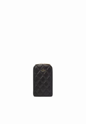 Kate Spade Carey Quilted North South Phone Crossbody Bag In Black KC597