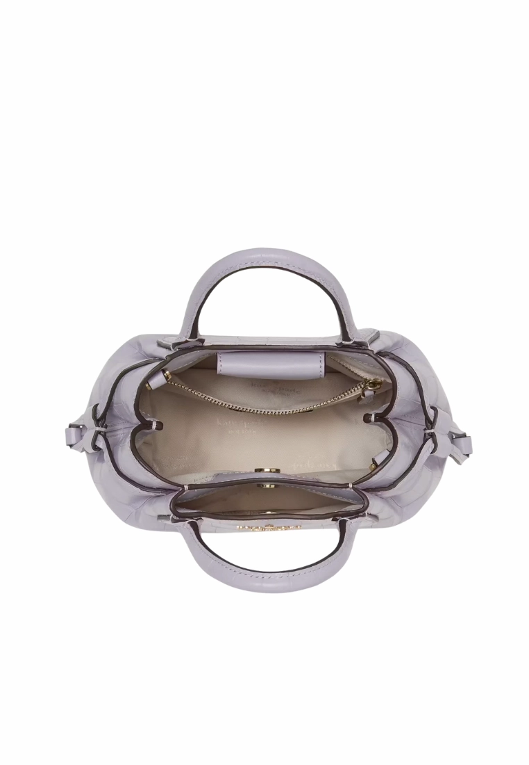 Kate Spade Dumpling Croc Embossed Hand Bag Mini Satchel In Lavender KI860